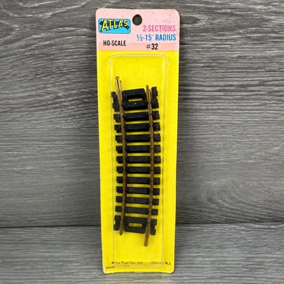 HO Scale Atlas Curved Track #32 Brass 1/2-15" Radius 2 Sections Vtg NOS S2976 - Image 1 of 4