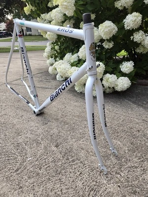 Bianchi Eros Road Bike Frame Silver Made In Italy Nice Condition - Image 1 of 4