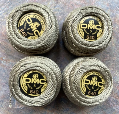 Lot of 4 DMC Cotton Perle Pearl Thread Balls Yarn - Shade 640 - Made in France - Image 1 of 4