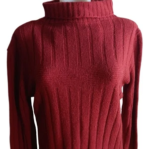 Vintage Medium Damen Rollkragen Pullover 70er Jahre rostrot Rippstrick Velma - Bild 1 von 6