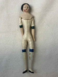 Antike handbemalte Holz Pappmaché? Lederkörper Büste Milliners Puppe - Bild 1 von 16