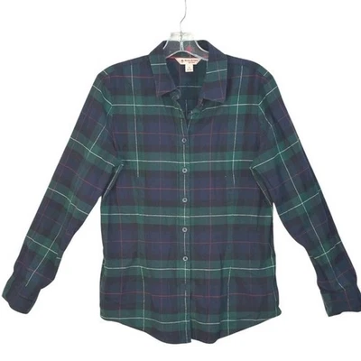 Brooks Bros Flannel Shirt Red Fleece Plaid Button Up Long Sleeve Green Blue 12 - Image 1 of 4