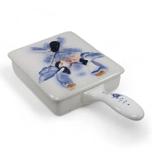 Enesco piatto scaldaletto finto con coperchio porcellana blu bianco olandese E5820 - Foto 1 di 3