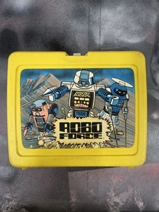Fiambrera termo vintage Robo Force años 80 amarilla sin arañazos de mango - Imagen 1 de 5