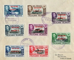 SOUTH SHETLANDS 1944-45 OVPTS D1/D8 ON VERY FINE LES HARDY COVER - Picture 1 of 1