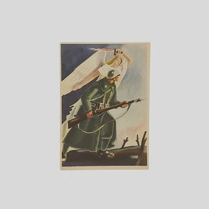 Cartolina d'epoca Fante con vittoria alata Franchigia militare NV anni '40 - Picture 1 of 2