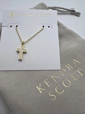 Kendra Scott Collection Gold Chain Lab Grown White Opal Cross Pendant Necklace - Image 1 of 4