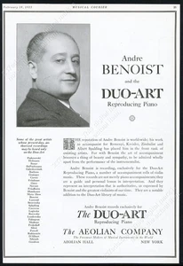 1925 Andre Benoist foto Eolian Duo-Art piano anuncio impreso vintage - Imagen 1 de 7