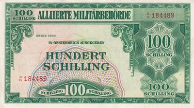 AUSTRIA 100 Schilling 1944 Allied Occupation WWII P-110 XF Banknote - Image 1 of 4
