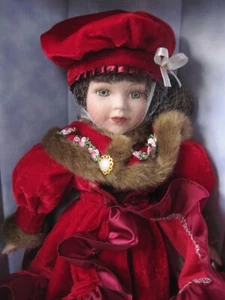 Muñeca Colección Samantha Porcelana Invierno Vestido Victoria Borgoña Terciopelo Nuevo en Caja - Imagen 1 de 18