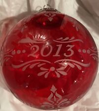 Hallmark 2013 Christmas Commemorative Glass Ball Ornament Red Damaged Box