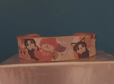 brazalete cobre gatos con acento lámina oro Foto 1 de 2