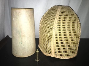 Pantalla de lámpara danesa vintage de 2 piezas de fibra de vidrio de ratán moderno de mediados de siglo  - Imagen 1 de 9