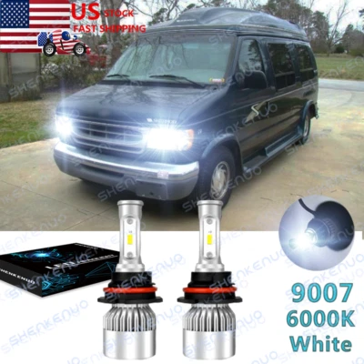 Par de bombillas faros LED E250 E350 cr para Ford Econoline Van 1992-2006 Foto 1 de 4