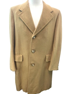 Vintage Hart Schaffner & Marx Overcoat Men 42 Long Coat Cashmere Camel Tan USA - Image 1 of 4