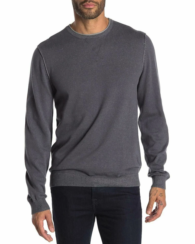 Report Collection Mens Expose Seam Crew Neck Sweater,Charcoal, S - Image 1 of 2