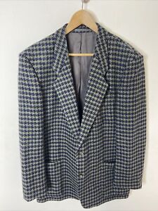 Vintage Hugo Boss Men 44 (52) West Germany Tweed Wool Sports Coat Blazer Green