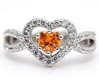1CT  Padparadscha Sapphire & Topaz 925 Sterling Silver Ring Sz 8 I2-2