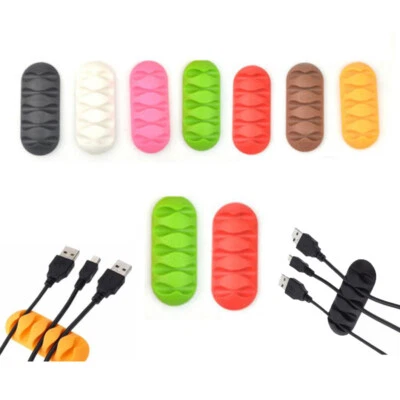 Cable Holder Management Clips Ties Charger Wire Tidy Lead Desk USB Organizer NEW - Image 1 of 4
