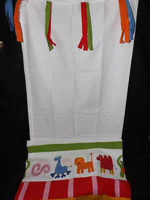 宜家 BARNSLIG DJUR KIDS 动物 Curtains 一对 47 英寸 X 69 英寸标签领带白色明亮  — 第 1/4 张图片