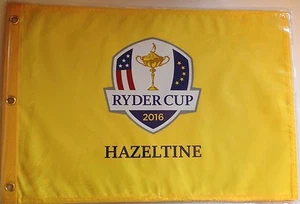 Ryder Cup 2016 bandera Hazeltine golf pin amarillo bandera equipo EE. UU. gana - Imagen 1 de 4