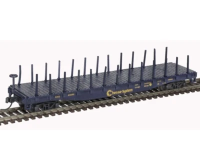 Atlas N Scale ~ New ~ Chessie System ~ 50' Flatcar With Stakes #216605 ~50005571 - Image 1 of 2