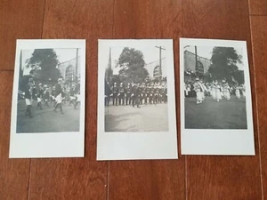 3 circa 1918 Akron Ohio ? Parade Military or Fraternal Men Real Photo Postcards - Picture 1 of 3