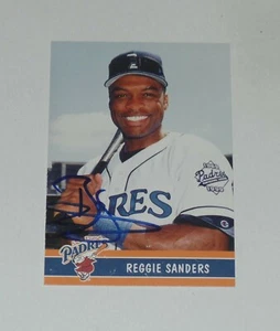 REGGIE SANDERS SIGNED AUTO'D 1999 MOTHERS COOKIES CARD #12 SAN DIEGO PADRES - Picture 1 of 2