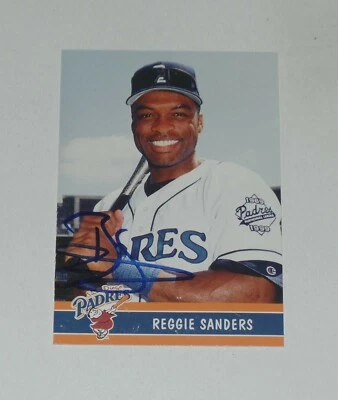 REGGIE SANDERS SIGNED AUTO'D 1999 MOTHERS COOKIES CARD #12 SAN DIEGO PADRES - Image 1 of 2