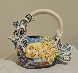 Heather Goldminc Blue sky Pottery 2013 Peacock Teapot - Picture 1 of 4