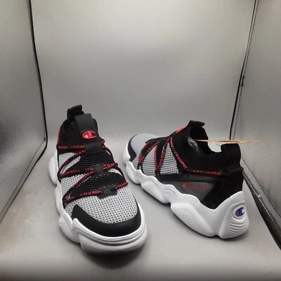 Zapatillas Champion Meloso Flux para niños 7 jóvenes grandes negras concreto rojo. D700 Foto 1 de 4