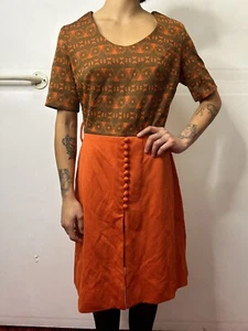 Vintage Australian CHARMKNIT Creations 1970s Crimplene Dress Orange Floral AU 10 - Picture 1 of 17