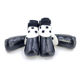 4pcs Pet Dog Shoes Anti-slip Boots Socks for Small Puppy Dog Waterproof Outdoor,