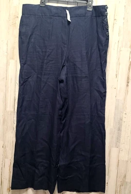 Nuevo con etiquetas Pantalones Talbots Talla 18 Greenwich 100% Lino Pierna Ancha Pantalón Cintura Alta Foto 1 de 4