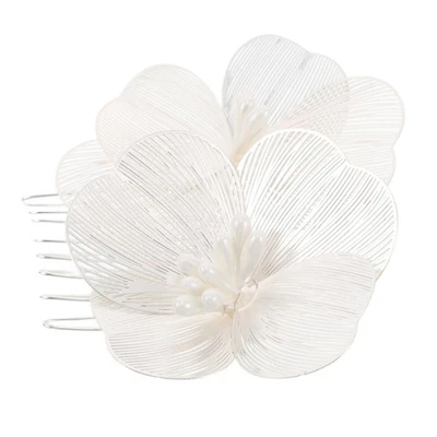  Accessori per capelli da sposa per spose argento esagerati petalini pettini - Immagine 1 di 4