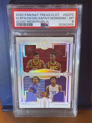 2020 National Treasures Haliburton Okongwu Anthony Rookie Game Worn /25 - PSA 8 - Image 1 of 4