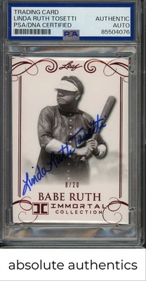 2017 Leaf Babe Ruth Immortal Collection /20 Linda Ruth Tosetti PSA Authentic - Image 1 of 2