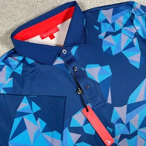 Polo Redvanly Bond Para Hombre Grande Azul Estampado Geométrico Golf Atlético Lujo Nuevo con Etiquetas - Imagen 1 de 12