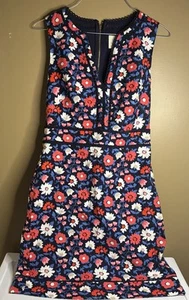 Kate Spade New York Floral Daisy Print Dress Jacquard Sleeveless Size 2 Navy - Bild 1 von 8