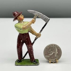 VTG LEAD FARMER Sharpening Scythe GM GEORGES MUNCKLE FRANCE 30s Miniature Figure - Picture 1 of 13