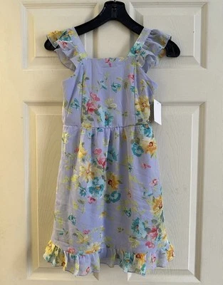 Vestido Pinky Los Angeles Niña Forrado Lavanda Flor con Volantes Nuevo con Etiquetas Foto 1 de 4