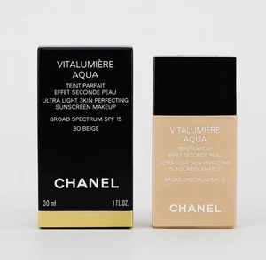 CHANEL VITALUMIERE AQUA MAKEUP FOUNDATION SPF15 30 BEIGE - Picture 1 of 3