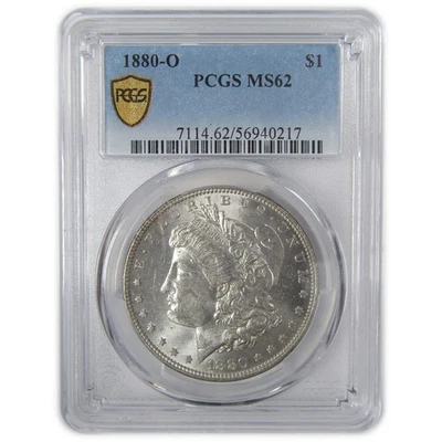 1880 O Morgan Dollar MS 62 PCGS Silver Uncirculated $1 Coin SKU:I23357 - Image 1 of 4