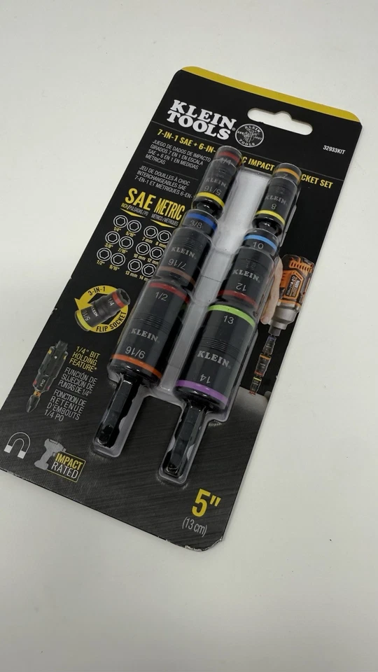 Klein Tools 7 en 1 SAE + 6 EN 1 enchufes abatibles de impacto métrico + soporte para brocas 32933KIT Foto 1 de 4