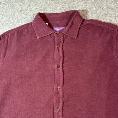 Camisa Ralph Lauren Etiqueta Púrpura Pana Abotonada Borgoña Vacaciones LS Para Hombres XL Foto 1 de 4