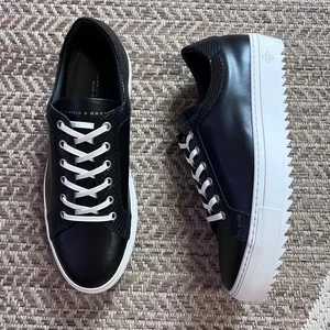 Tiannia Barnes Men's Billy Leather Low-Top Black Diamond Sneaker Sz 43 - Picture 1 of 8