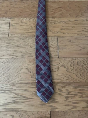 Black Brown 1826 Silk Tie Maroon And Gray Pattern - Image 1 of 3