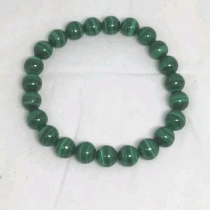 Malachite genuine stone 8mm Round Natural Green Elastic Bracelet new gemstone - Picture 1 of 1