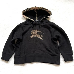 Burberry Boys Hoodie 100cm 4T Horse Nova Check Black cotton kids long sleeve - Picture 1 of 5