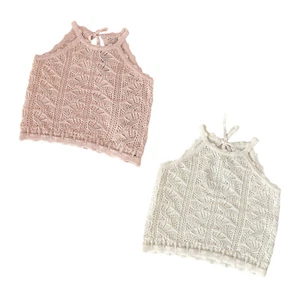 Baby Girls Tank Tops Hollow Out Vest Comfortable Camisole Cotton Play Wear Y2K - Picture 1 of 25